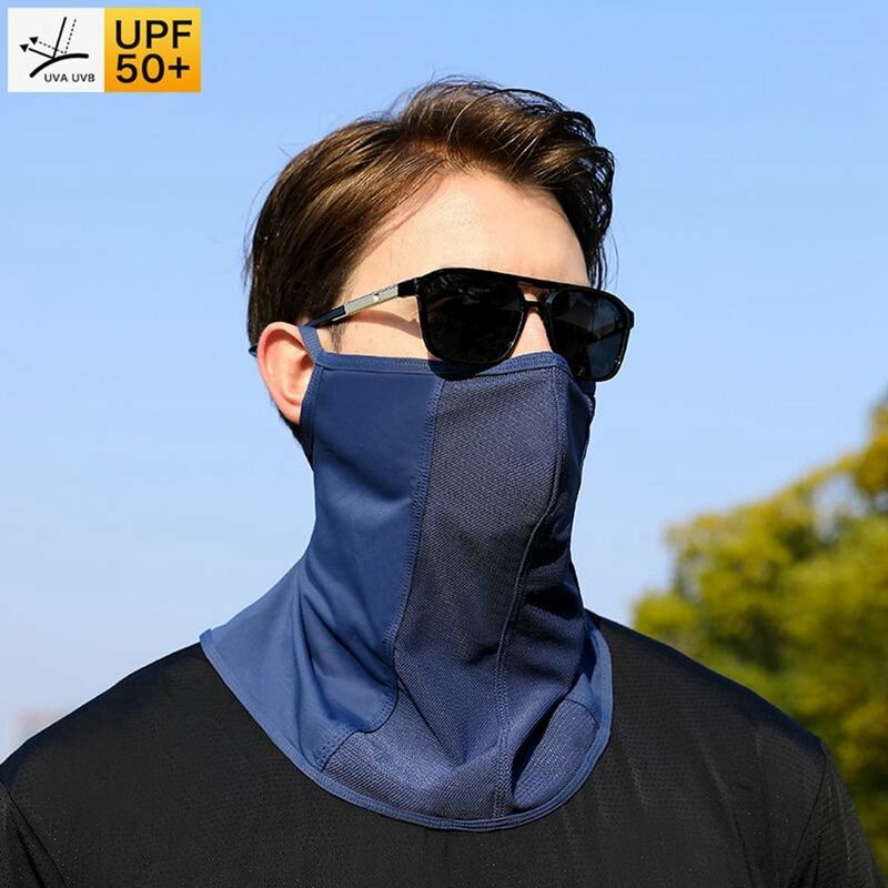 Maschera di seta di ghiaccio tinta unita bavaglino a prova di sole protezione UV copertura per il viso sciarpe per il viso estive scudo per il viso protezione solare sciarpa per il viso equitazione