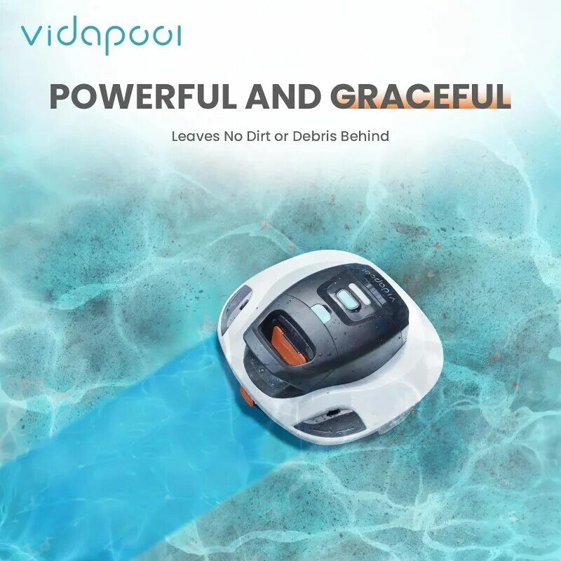 Orca Cordless Robotic Pool Vacuum Cleaner,Portable Auto Swimming Pool Cleaning with LED Indicator,Self-Parking Technology