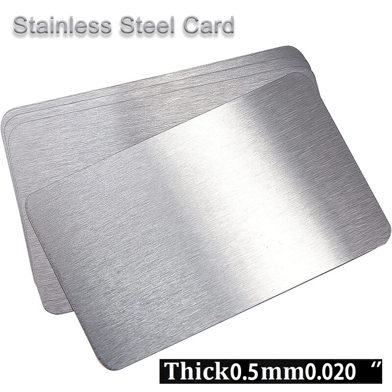 Tarjetas de visita de Metal en blanco de acero inoxidable, grabado láser, placa de regalo DIY, 5/10 piezas, 0.5mm de grosor