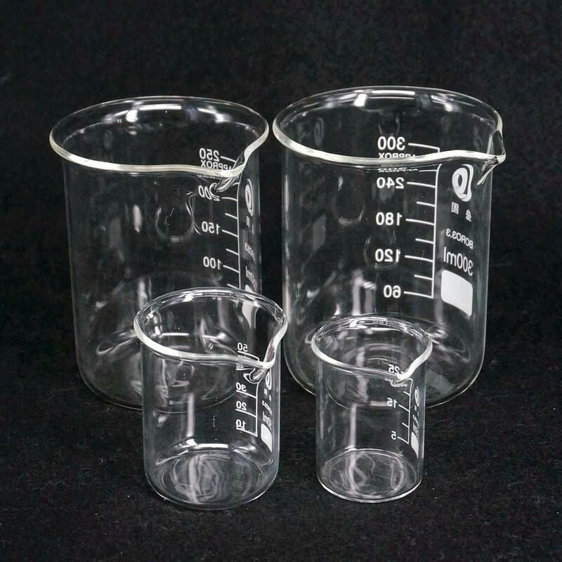Vaso de vidrio de borosilicato de forma baja, laboratorio de química, pared pesada, 5ml, 10ml, 25ml, 50ml, 100ml, 150ml, 200ml, G3.3