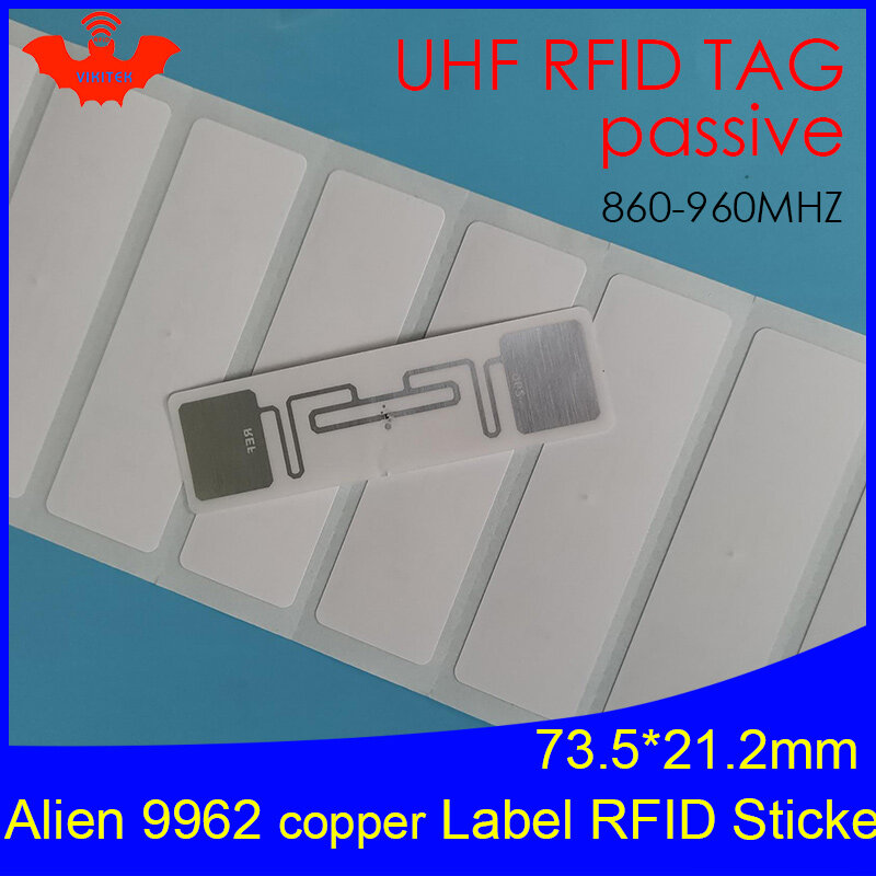 UHF RFID tag Alien 9962 9662 dicetak kertas label tembaga 915mhz 900m868m 860-960MHZ Higgs9 EPC 6C perekat pasif RFID label