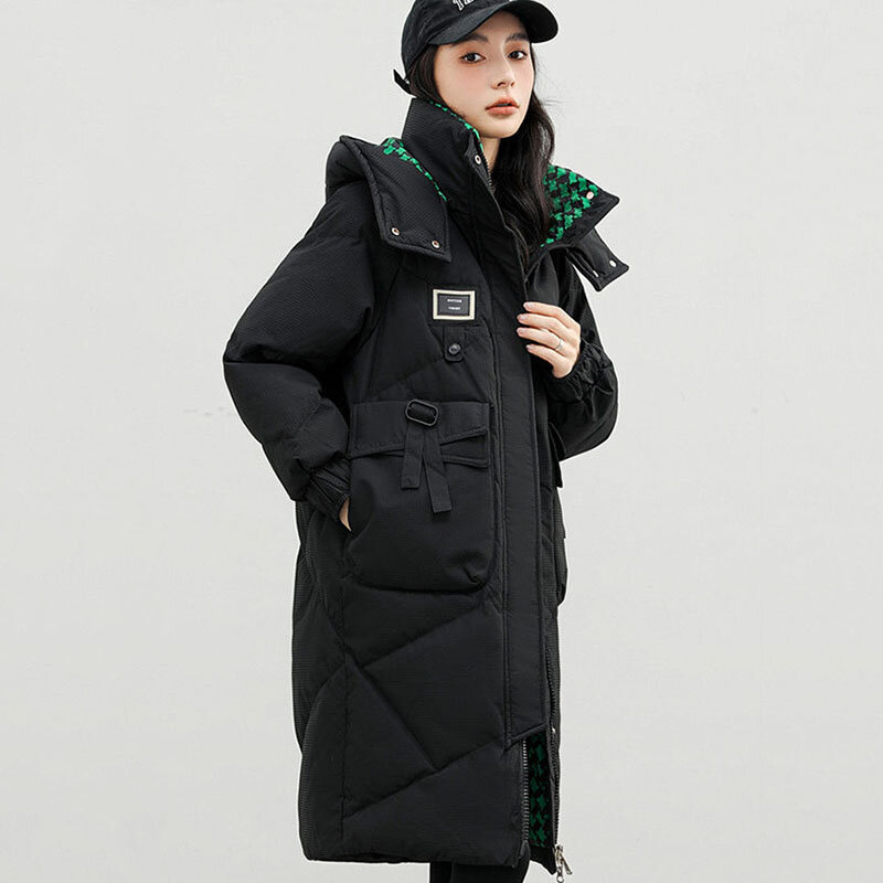 Chaqueta de plumón de algodón para mujer, abrigo cálido de invierno, chaquetas acolchadas gruesas coreanas, abrigo Parker con capucha desmontable informal, nuevo, 3XL