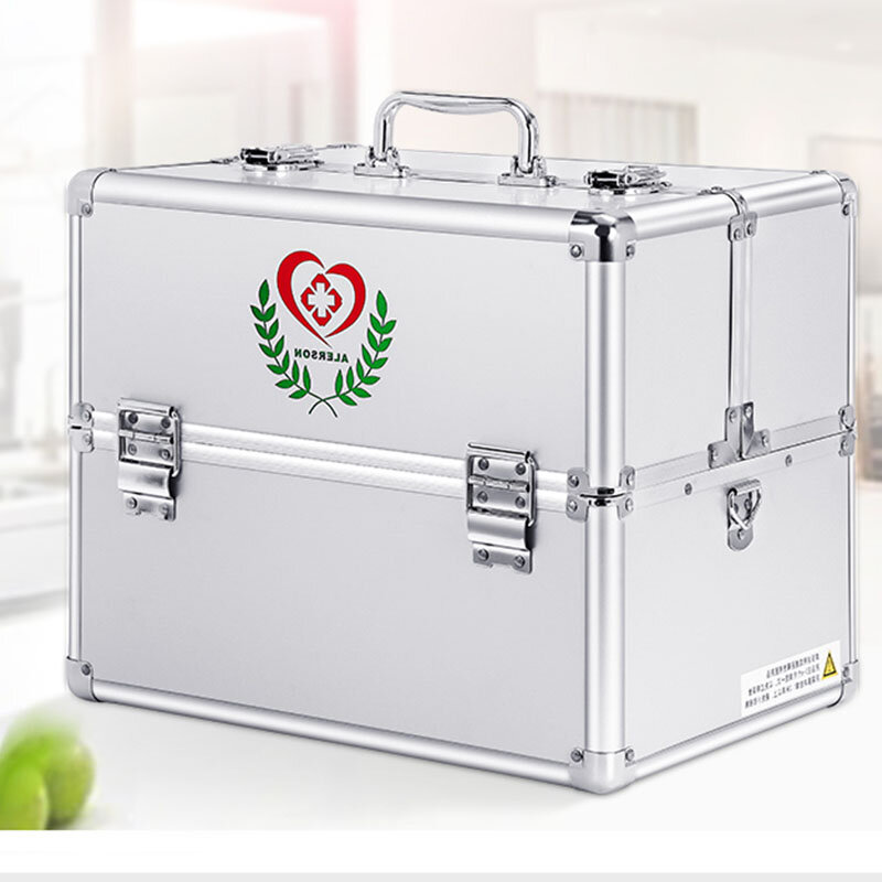 Medicine Box Office Household Standing Aluminum Alloy Medical Box First Aid Kit Storage Box Family First Aid Kit
