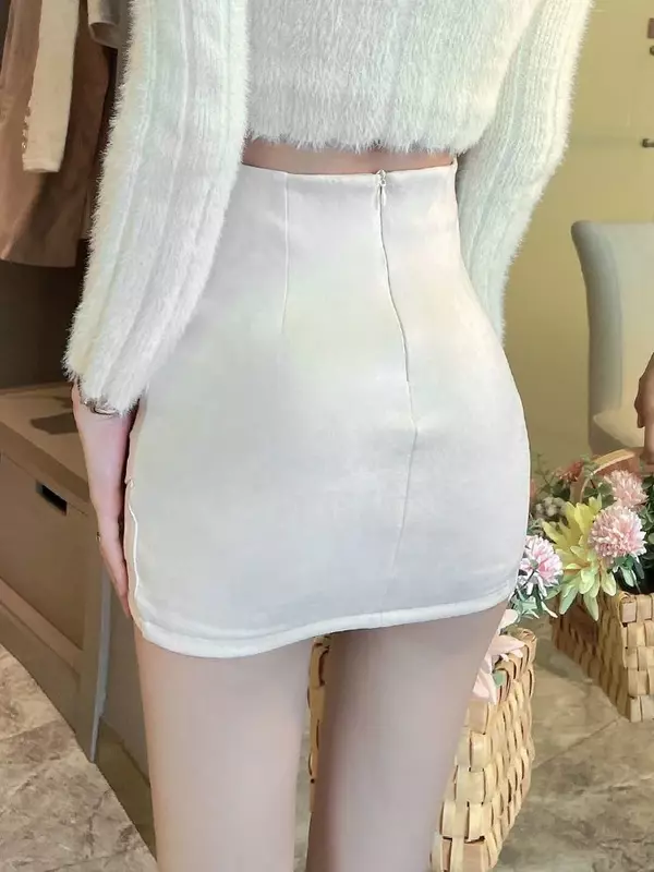 Girl Irregular Pleated Hip 2023 Autumn Winter New Half Length Anti Slip Faldas Fashion Clothes for Women Skirts