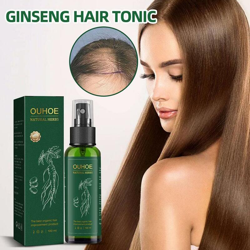 3 pezzi di olio di siero di Ginseng OUHOE con liquido essenziale di biotina rafforza la radice dei capelli nutre la riparazione dei capelli