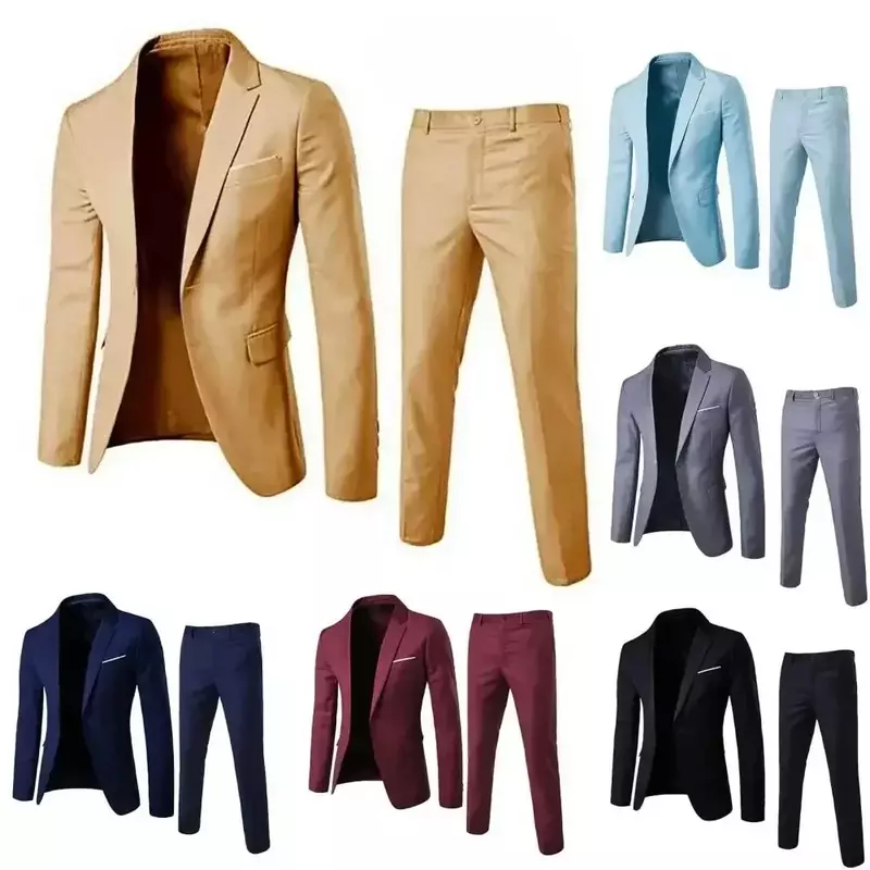 Colete completo de luxo e calças para homens, blazers elegantes, jaquetas formais, ternos de negócios para casamento, frete grátis, 2 peças, 3 conjuntos, 2023
