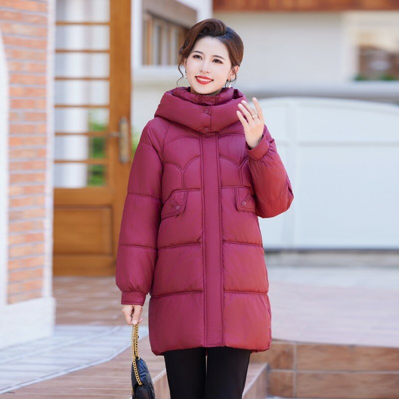 Jaquetas de algodão femininas, Parkas longas, casacos com capuz, magros, quentes, sobretudo, roupas femininas, inverno, novo