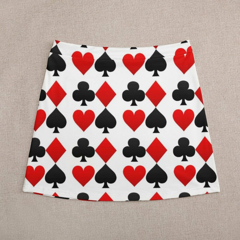 Jogando poker cartão a linha saia corações diamantes clubes spades y2k saias casuais elegante mini saia impressão roupas presente de aniversário