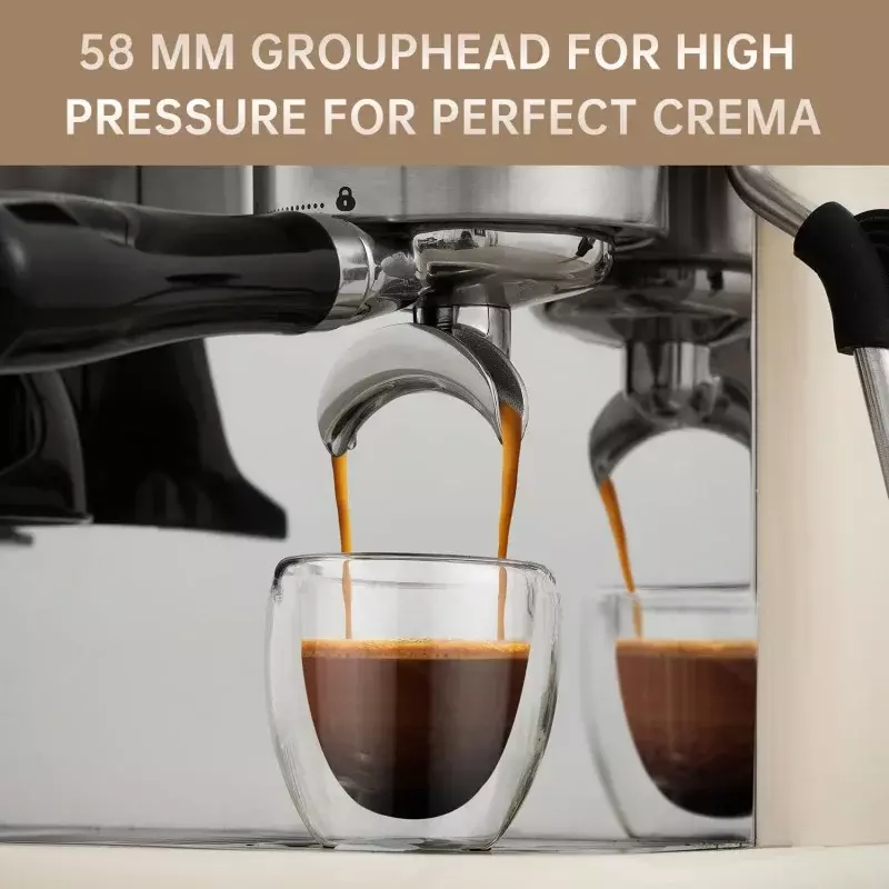 Neretva-máquina de café Espresso con molinillo, Varita de vapor para Latte, Espresso y capuchino, portafiltro de 58MM, 20 Bar
