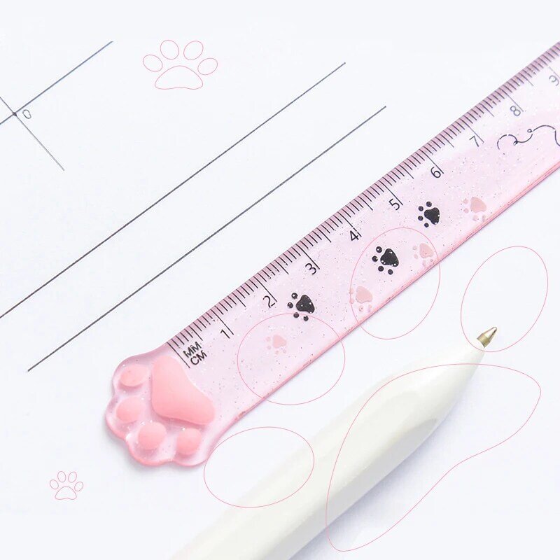 Oeny-Règle droite avec patte de chat, 1 pièce, mignon, minou, kawaii, dessin drôle, cadeau, bureau coréen, école, mesure