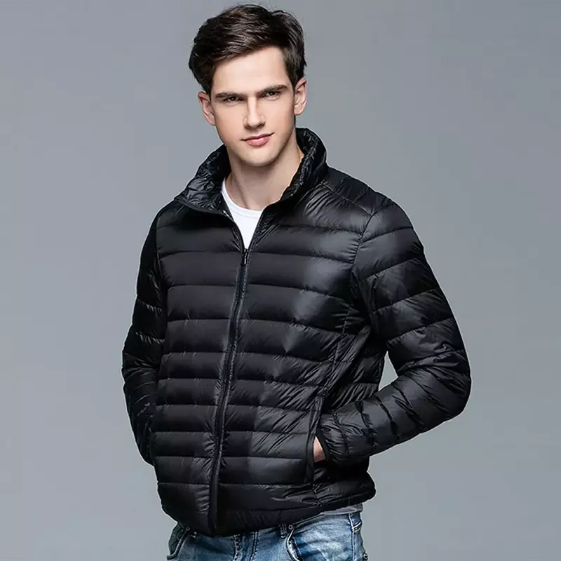 Jaket hoodie pria, Ultra Ringan berkerudung 2024 untuk hangat musim dingin mantel bulu angsa ringan musim semi CN