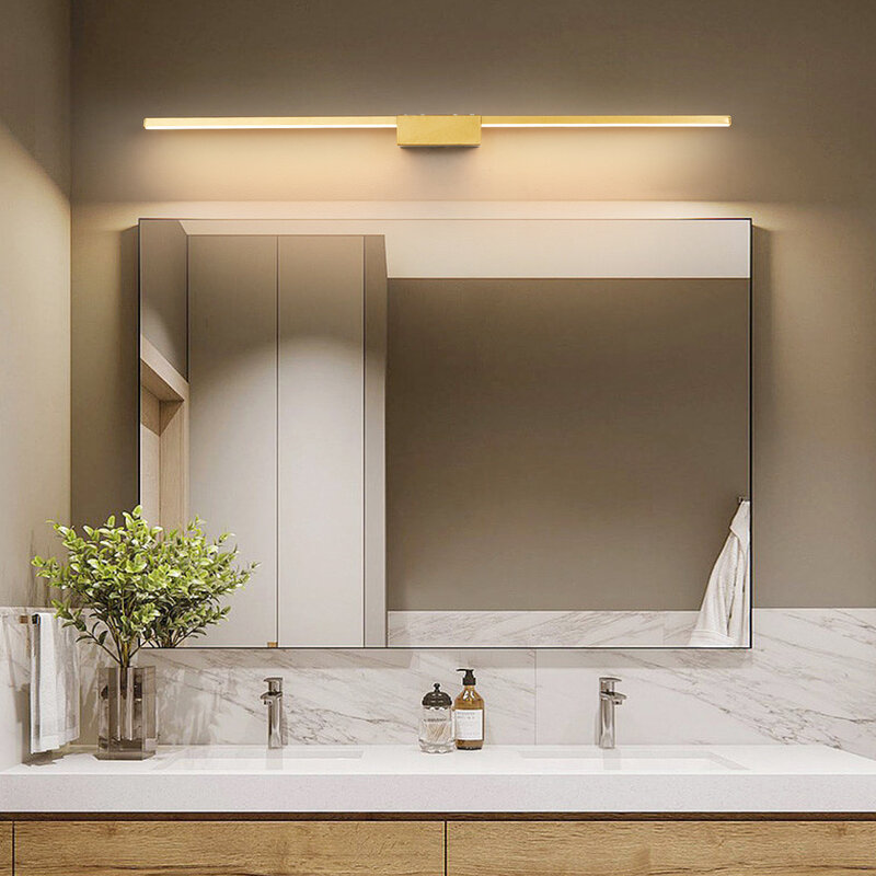 Lampu cermin kamar mandi LED baru lampu dinding Modern 19w-27w L70 90 110cm AC85V-265V terpasang di dinding lampu rias