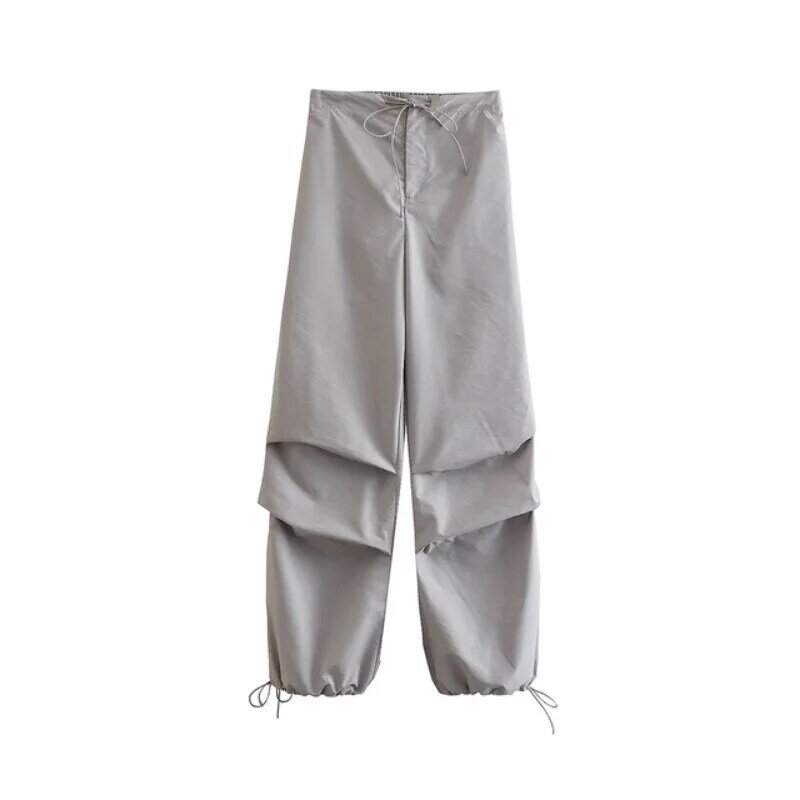 Pantalones Cargo de cintura alta elástica para mujer, moda Vintage de paracaídas, pantalones de chándal de corte femenino, pantalones de pierna ancha