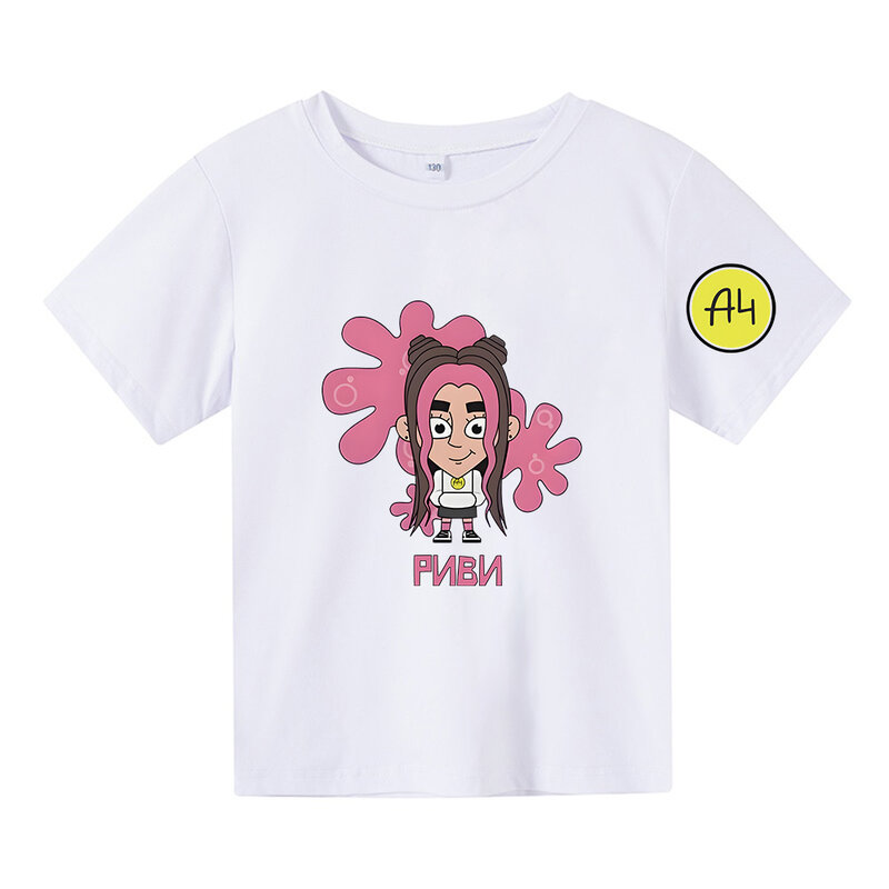 Camiseta con estampado de á4 para niños, camisa de manga corta con dibujos animados, chaleco informal, ropa de verano