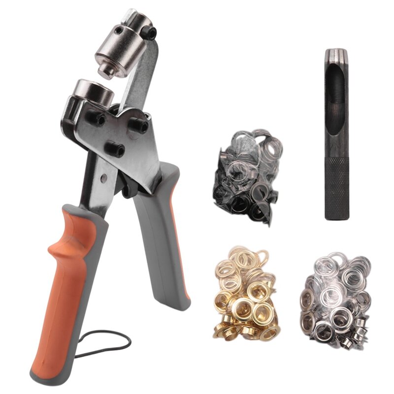 Grommet Tool Kit com 10mm Ilhós, Manual Machine Press, Handheld Alicate, Metal Grommet para Cinto de Couro Roupas Artesanato Bandeira