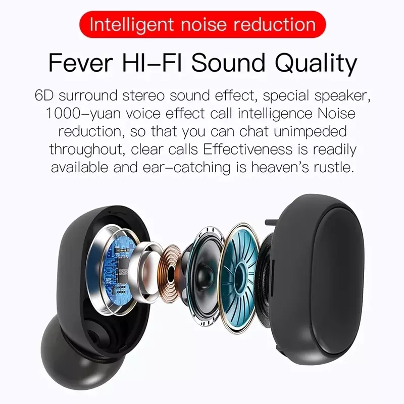 TWS Bluetooth Earphones Wireless bluetooth headset Noise Cancelling Headsets With Microphone Headphones For Xiaomi Samsung