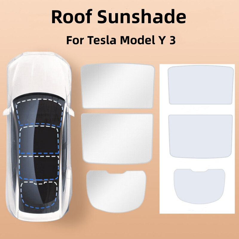 Roof Sunshade For Tesla Model Y 3 Car 2021-2023 Sunroof Upgrade Ice Cloth Buckle Sun Shades Glass Front Rear Skylight