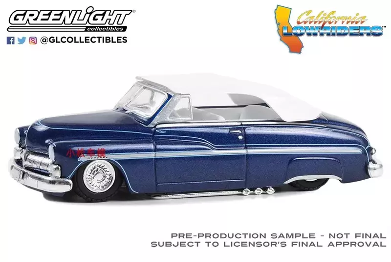 Collectible Diecast Metal liga modelo carro brinquedos, Mercury oito picado topo, 1:64 1950, W1309, coleção do presente
