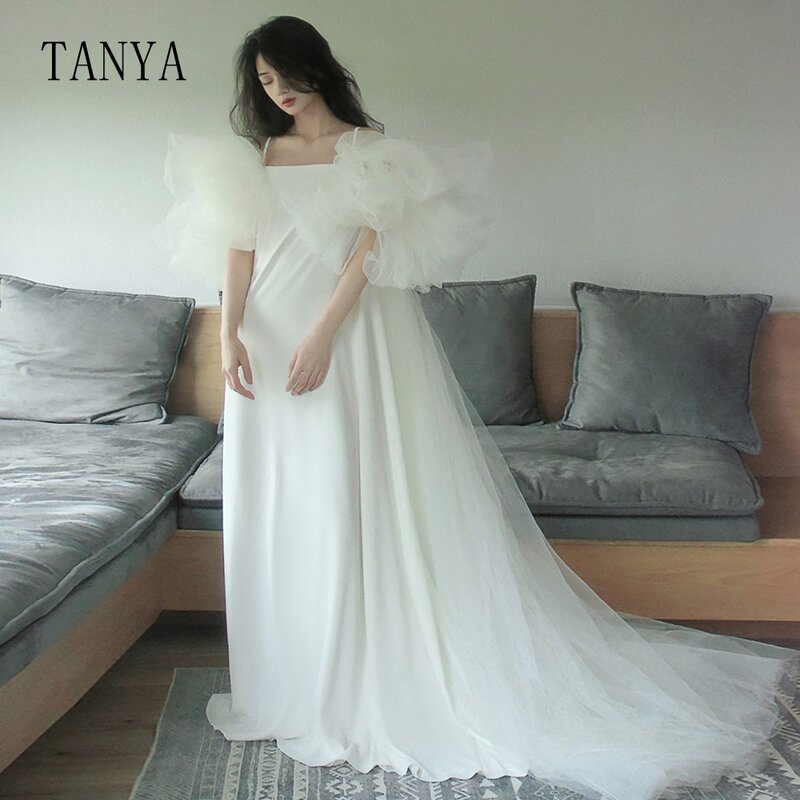 Женское свадебное платье со съемным тюлевым рукавом, свадебная накидка, модное свадебное платье из двух частей, шикарное платье TSWD237