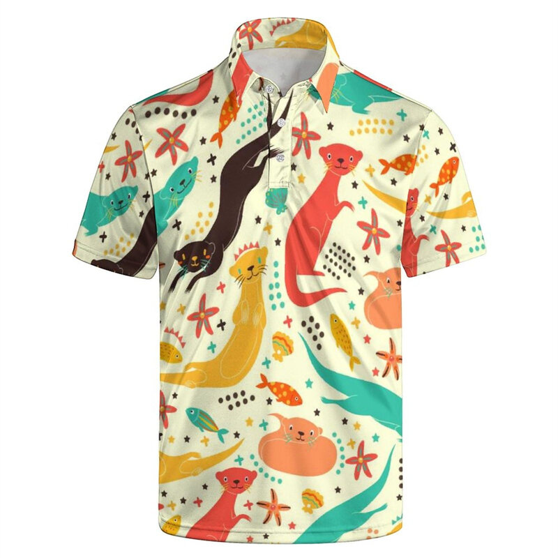 Hawaii Polo da uomo stampa 3d divertente abbigliamento da uomo di alta qualità estate Casual a maniche corte camicia oversize allentata top Tee