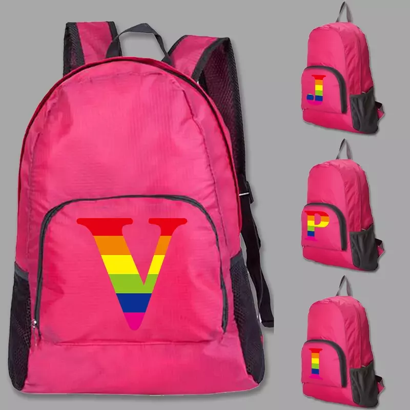 Plecaki mężczyźni Ultralight przenośne składane piesze wycieczki pakiet alpinistyczny kobiety podróż Rainbow list torba z nadrukiem Sport Daypack