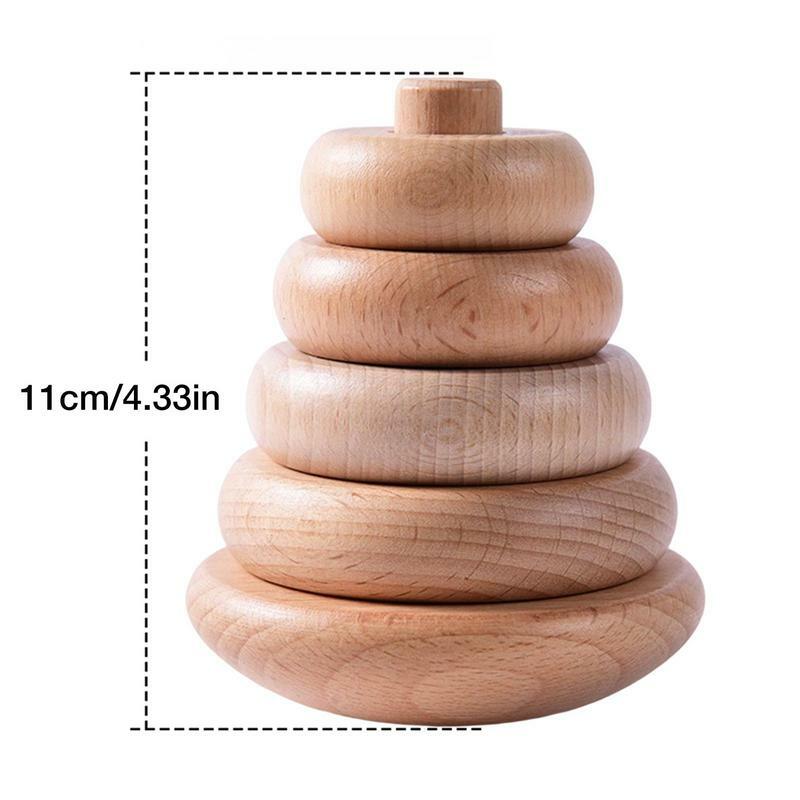 Baby Toy Building Blocks Wooden Stacking Blocks Round Shape Construction Montessori Toys For Children Kids Education Gift