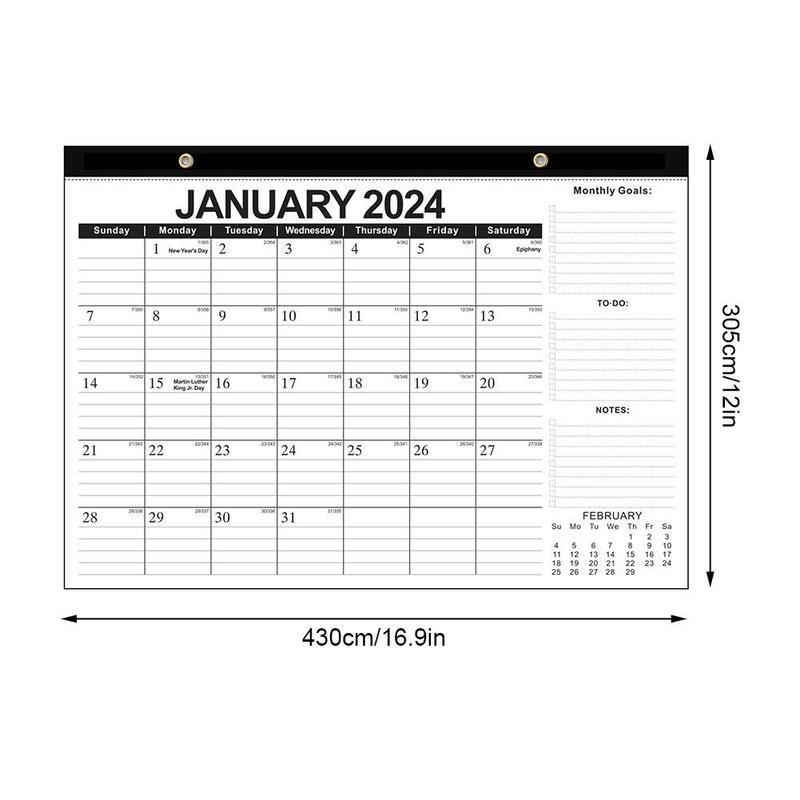 Calendrier mural avec licence de confrontation, calendrier mural, calendrier de bureau, note de planification d'année en papier, 18 mois, 2023-2024