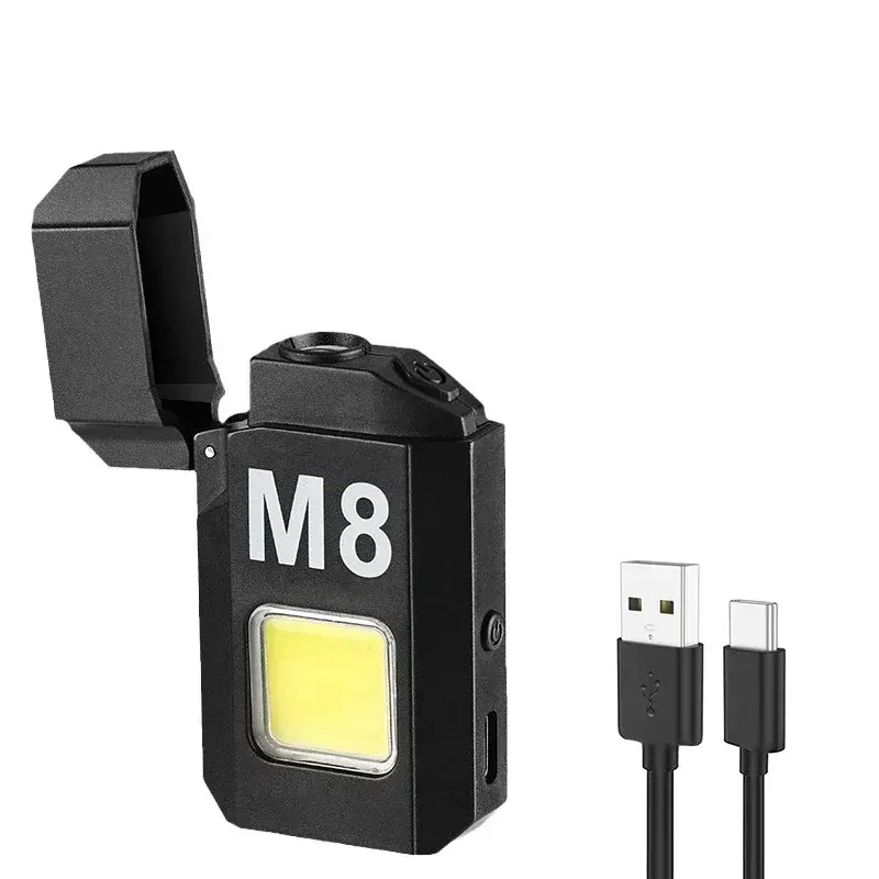 Mini latarka LED typu C akumulatorowa impulsowa bezpłomieniowa zapalniczka USB wygodna wielofunkcyjna ozdoba mężczyźni chłopiec prezent dla przyjaciela