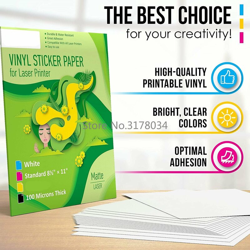 50 blätter A4 Vinyl Aufkleber Papier für Laser Drucker Matte White Self Adhesive Aufkleber Label Wasserdichte Aufkleber Papier Blatt