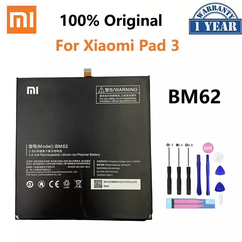 100% Original Tablet BM60 BM61 BM62 BN60 BN80 Battery For Xiaomi Mi Pad MiPad 1 2 3 4 Plus Replacement Batteries Bateria