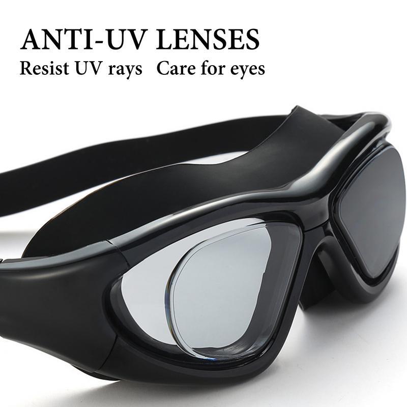 Óculos de piscina ampla para homens e mulheres, óculos anti-nevoeiro, proteção UV, sem vazamento, adulto, crianças