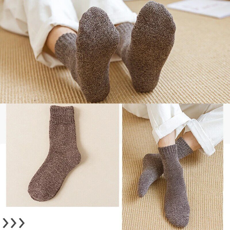 Lã Merino lã listrada meias para homens, toalha grossa, manter quente, inverno