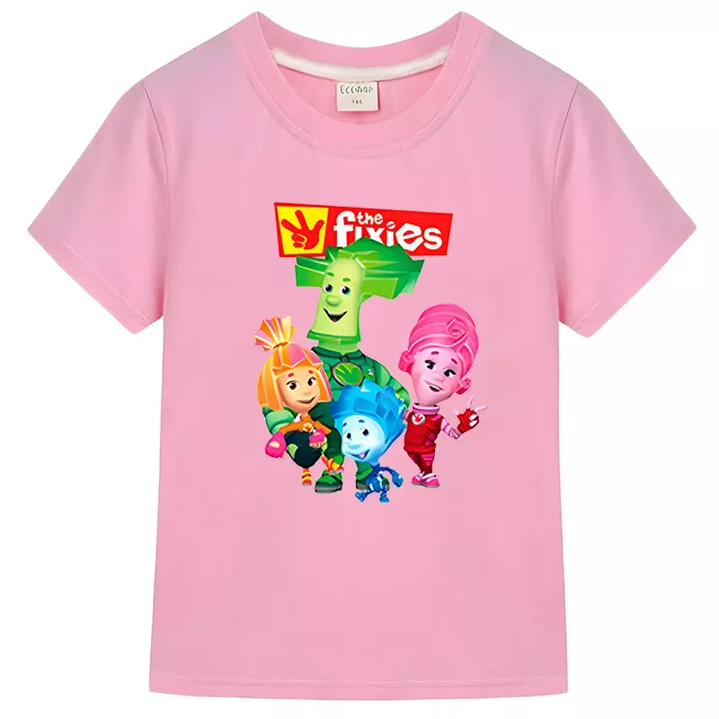 Jungen/Mädchen die Fixies Cartoon Graph T-Shirt lustige Kurzarm Tops 100% Baumwolle Sommer Kinder Kleidung y2k einteilige Mädchen Kleidung