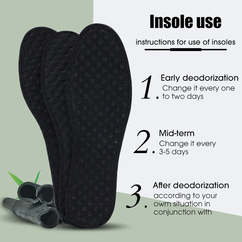 2/4Pcs Bamboo Charcoal Deodorant Insoles Mesh Breathable Absorb-Sweat Shoe Pads Men Sports Shoes Antibacterial Insert Insoles