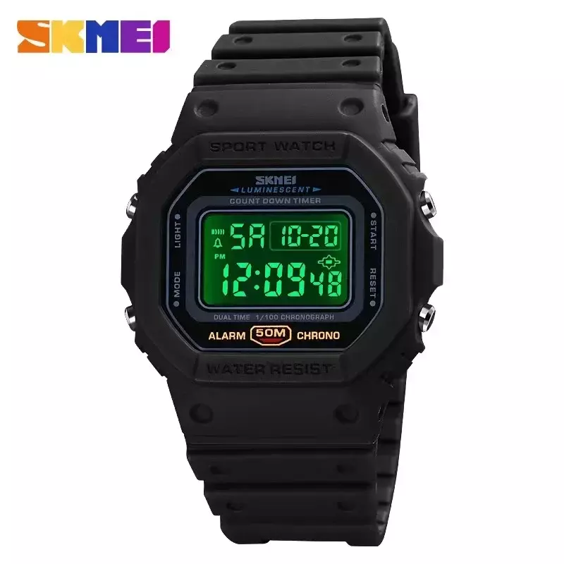 SKMEI 1628 2 Time Count Down Mens Wristwatches Fashion Retro Male Watches reloj hombre Multifunctional Digital Sport Watch Men