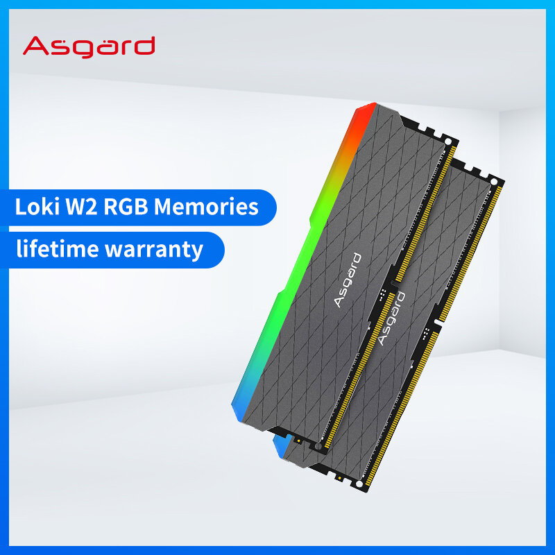 Asgard 듀얼 채널 DIMM 메모리 램, 데스크탑용, W2 DDR4 RGB RAM, 8GX2, 16G, 32G, 3200MHz, 1.35V