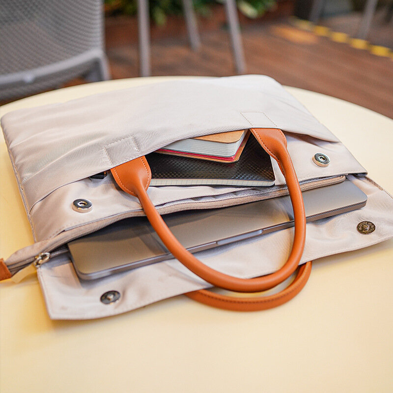 Simple Handbag Notebook 14-15.6 Inch Computer Bag Multifunctional Solid Color Storage Bag Unisex Briefcase
