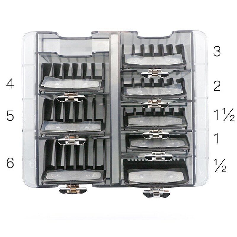 Grid Base Storage Box for 8Pcs Hair Clipper Trimmer Limit Comb Guide Comb Barber Tool for Wahl Guide Combs