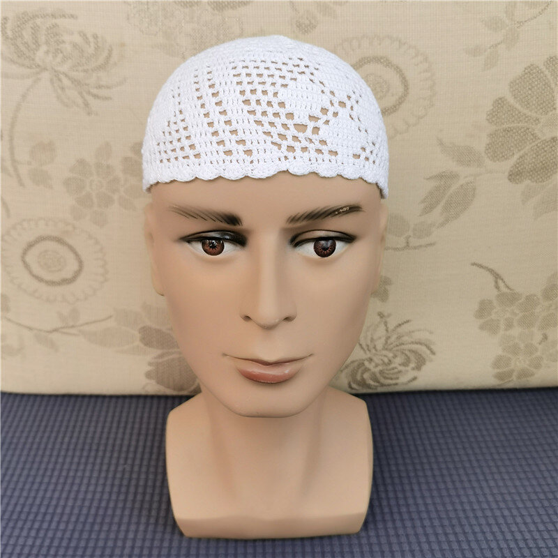 Новая летняя белая чистая ручная работа с крючками Женская модная белая вязаная мужская шапка Саудовской Аравии с повязкой на голову как нижняя шапка