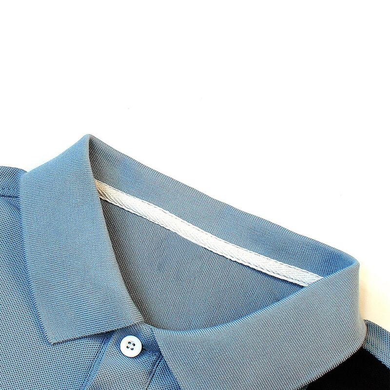 Camiseta cómoda para hombre, Top de manga larga con solapa de bloque de color, ligera, elástica, informal, a la moda, novedad