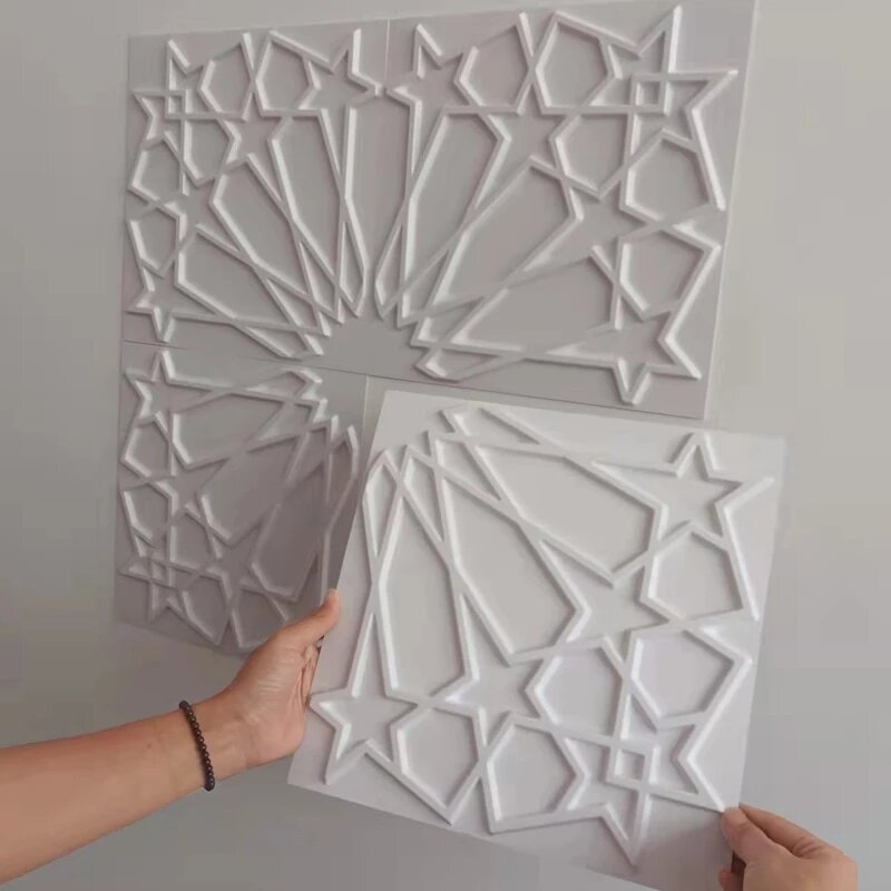 12 Stuks 30Cm Islamitische Moslim Decor Sterren 3D Wandpaneel Woonkamer Arabische Gouden Luxe Tegel Mold 3D Muur sticker Badkamer Keuken