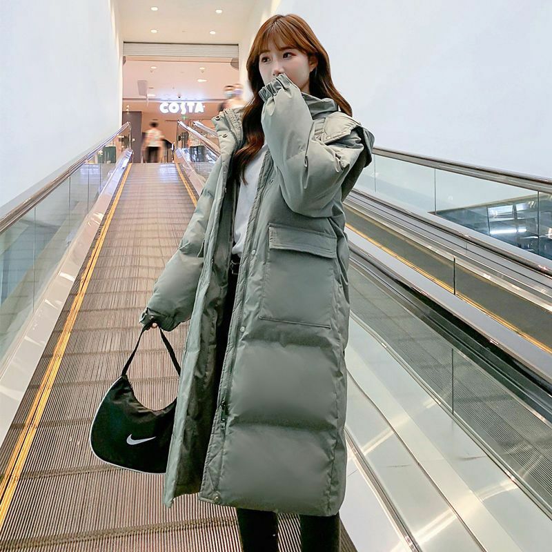 Jaqueta de algodão de comprimento médio para mulheres, casaco espesso solto, casacos novos, inverno, 2023