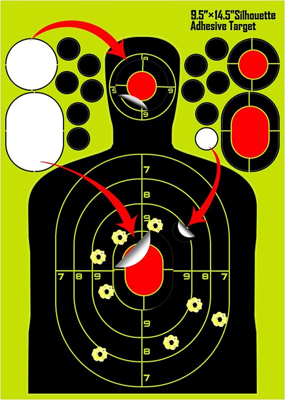 14.5 x 9.5 inch Shooting Targets Highly Visible Paper Targets Reactive Splatter Adhesive Silhouette Range Targets