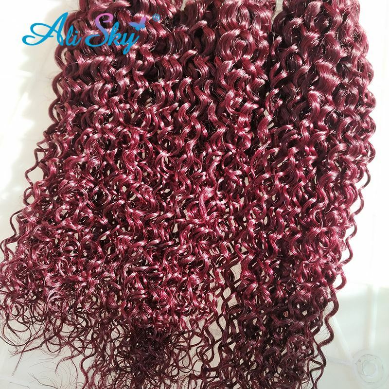 Jerry, вьющиеся человеческие волосы, цвет красного вина, бразильские девственные волосы 100%, искусственные волосы, бордовый цвет, 99J, 1/3/4 цветов