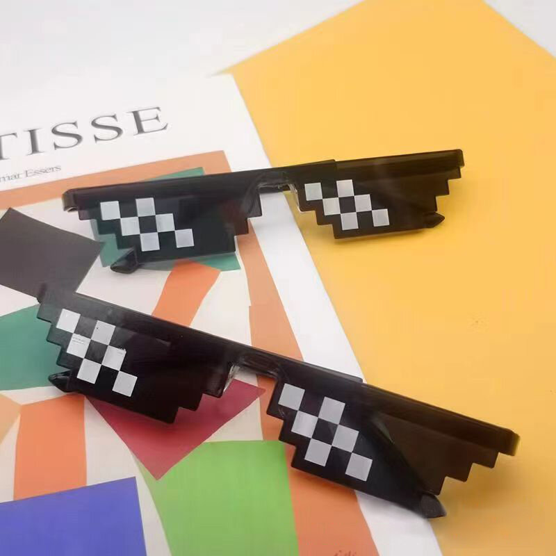 New Design Funny Mosaic Sunglasses Thug Life Sun Glasses Pixel Black Retro Gamer Robot Sunglasses Birthday Party Cosplay Favors