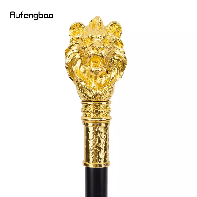 Tongkat berjalan emas, gagang kepala singa mewah modis untuk pesta dekoratif tangkai berjalan elegan tombol Crosier tongkat berjalan 95cm