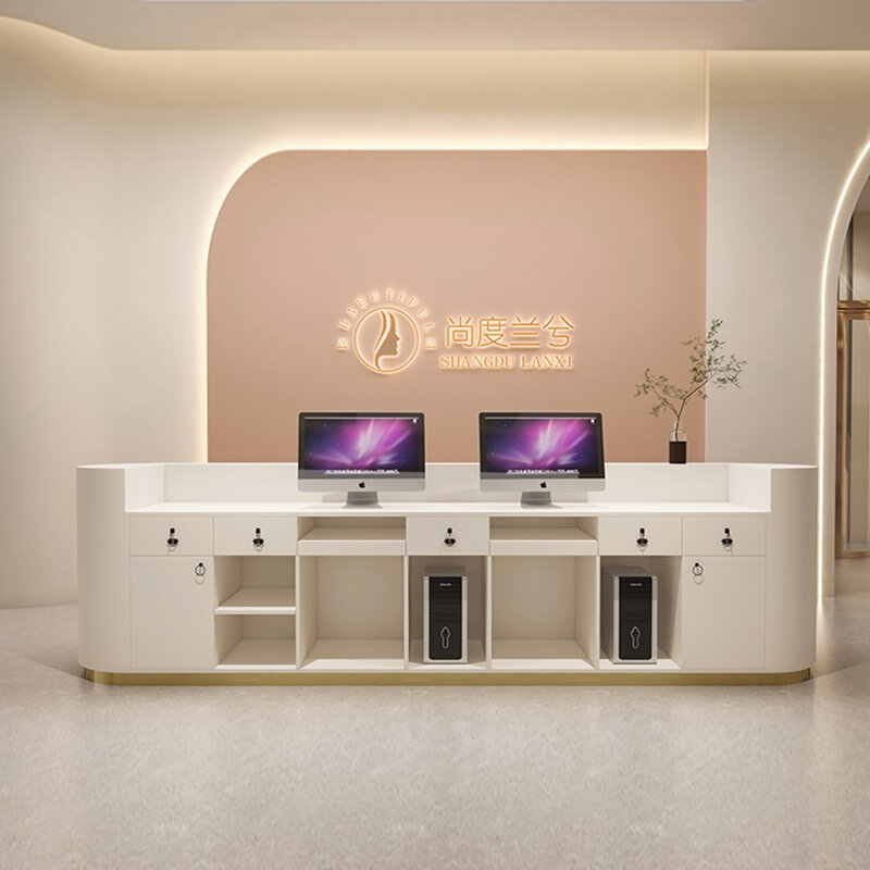 Meubilair-escritorio de recepción de simplicidad moderna, escritorio de información de personalización, salón de belleza, muebles de mostrador de Bar
