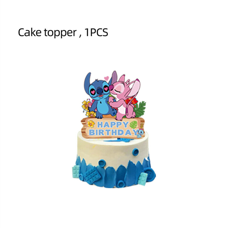 Décoration de gâteau à thème Stitch pour enfants, décoration de carte de gâteau, fournitures de fête d'anniversaire pour garçons, pics à gâteau Chi, baby shower, lot de 1 pièce