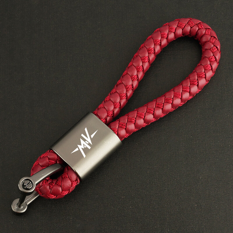 For MV Agusta F4 RC BRUTALE 990R Turismo Veloce Rivale 800 Brutale 675 Brutale 800/RR Hand Woven Leather Keychain Metal Keyring