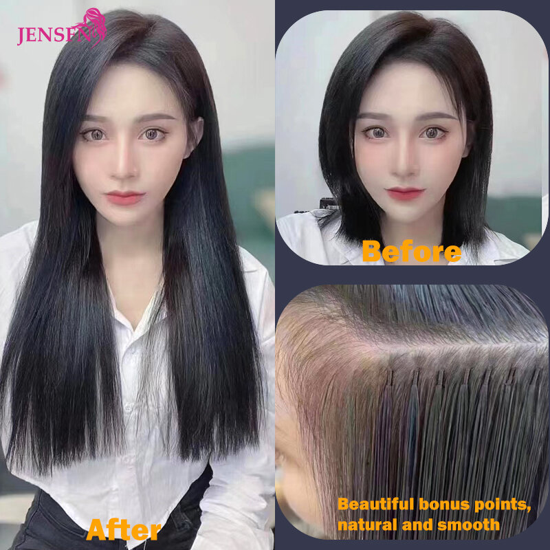 JENSFN  Bulk Hair Extensions Human Hair Straight  16"-26" Inch 50g/Strand  #613 60  Brown Blonde Color Hair Salon Supplies